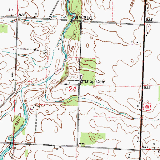 Topographic Map of Bishop Cemetery, OH