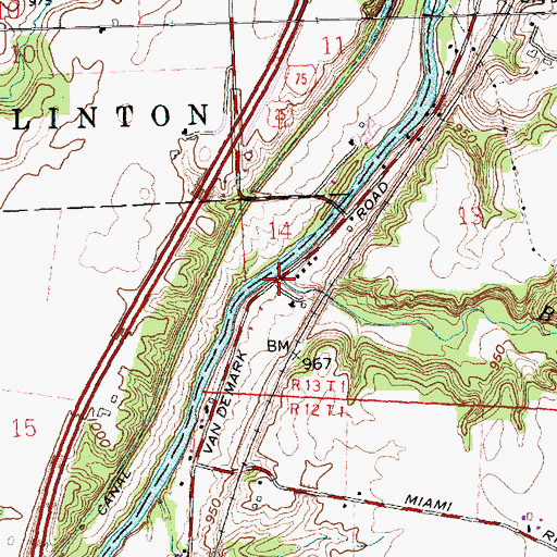Topographic Map of Brush Creek, OH