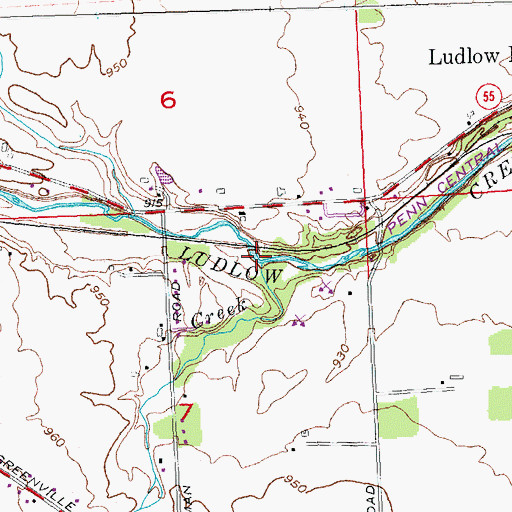 Topographic Map of Brush Creek, OH
