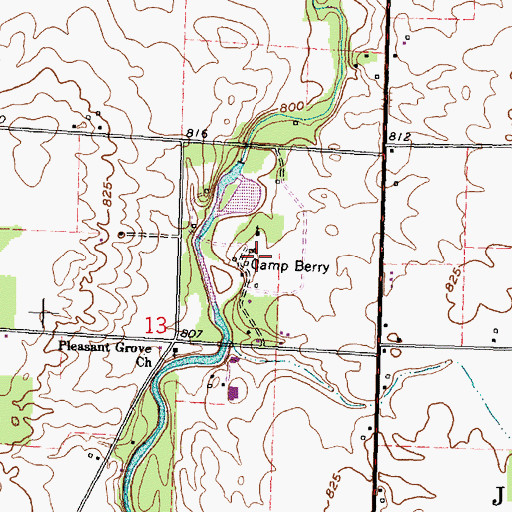 Topographic Map of Camp Berry, OH