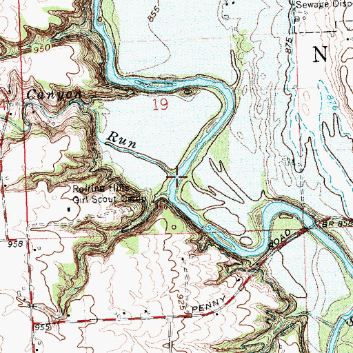 Topographic Map of Canyon Run, OH