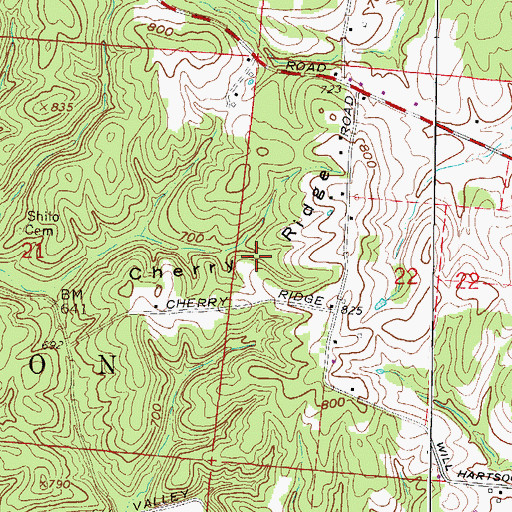 Topographic Map of Cherry Ridge, OH