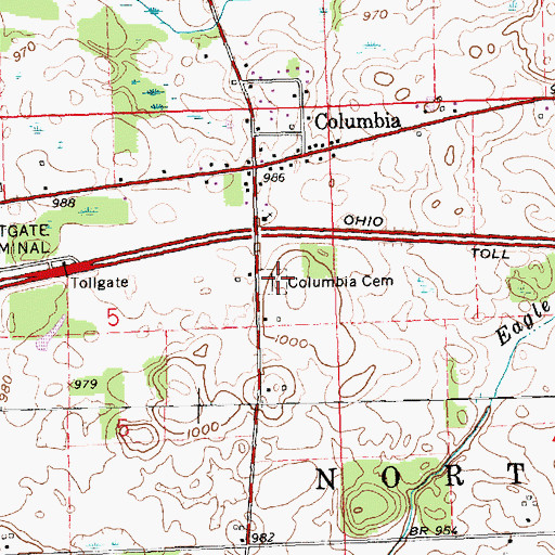 Topographic Map of Columbia Cemetery, OH