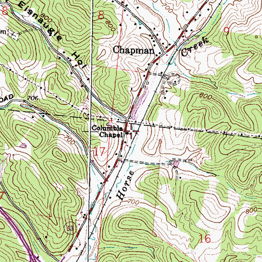 Topographic Map of Columbia Chapel, OH