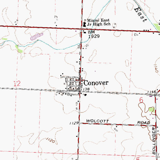 Topographic Map of Conover, OH
