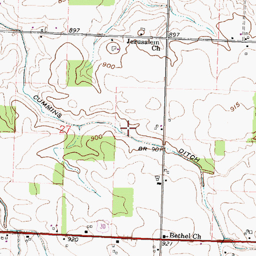 Topographic Map of Cummins Ditch, OH