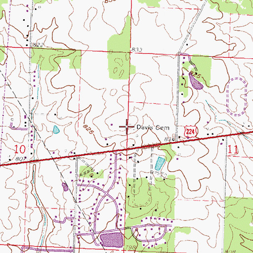 Topographic Map of Davis Cemetery, OH