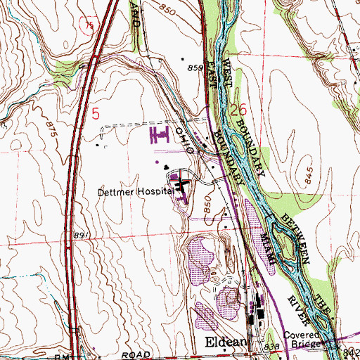Topographic Map of Dettmer Hospital (historical), OH