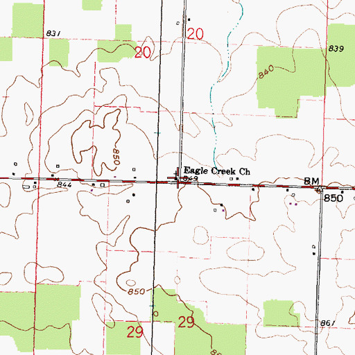 Topographic Map of Eagle Creek Church, OH