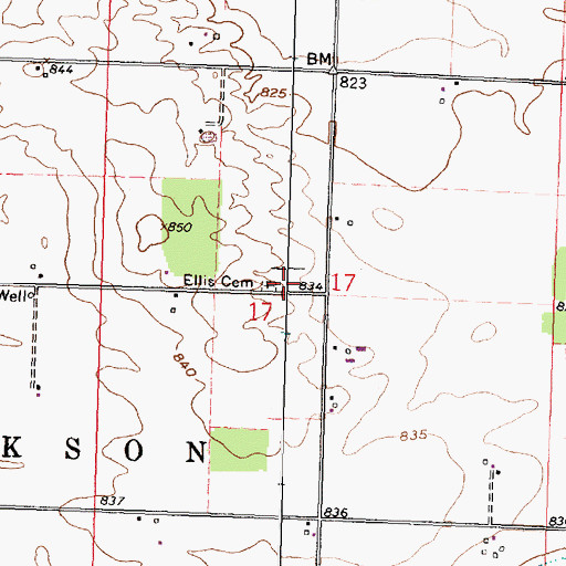 Topographic Map of Ellis Cemetery, OH