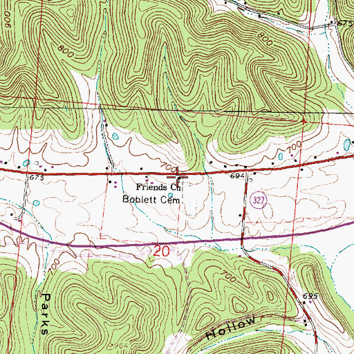 Topographic Map of Friends Church, OH