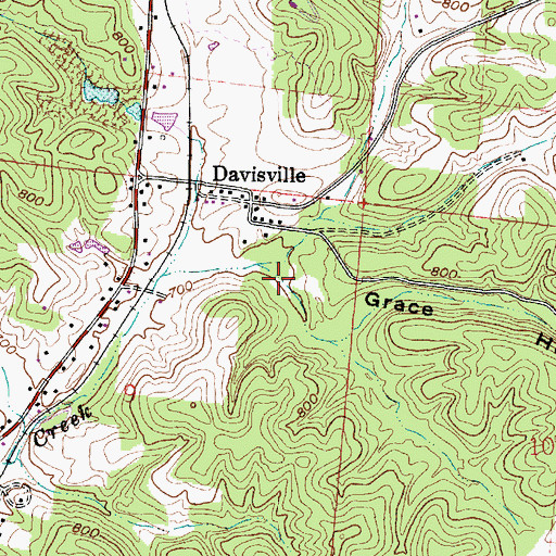 Topographic Map of Grace Hollow, OH