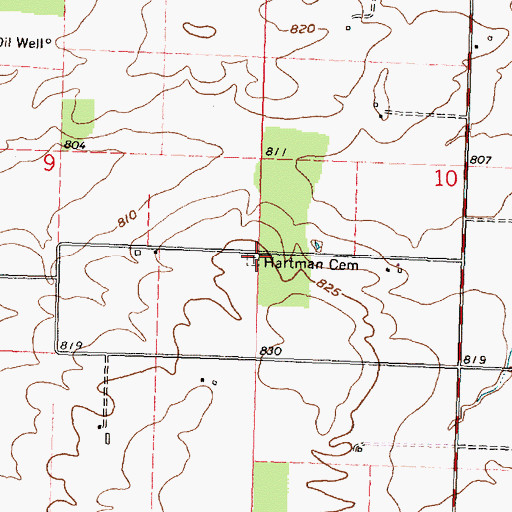Topographic Map of Hartman Cemetery, OH