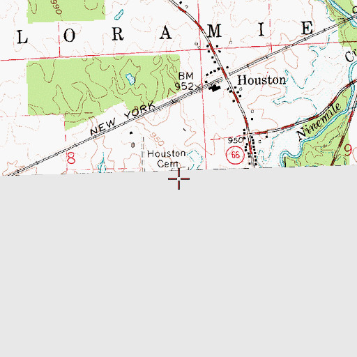 Topographic Map of Houston Cemetery, OH