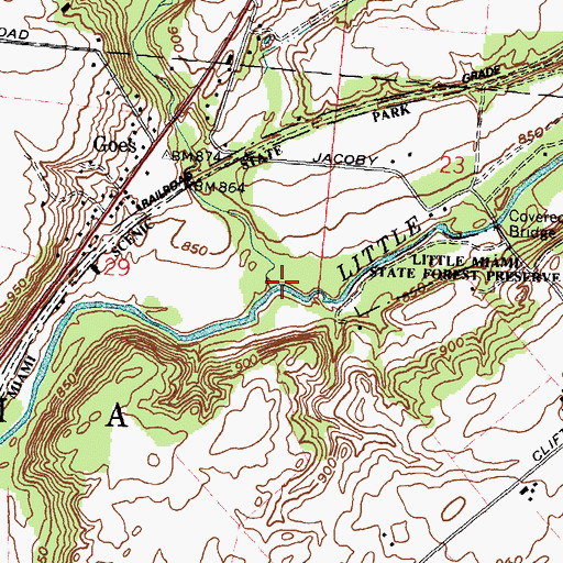 Topographic Map of Jacoby Branch, OH