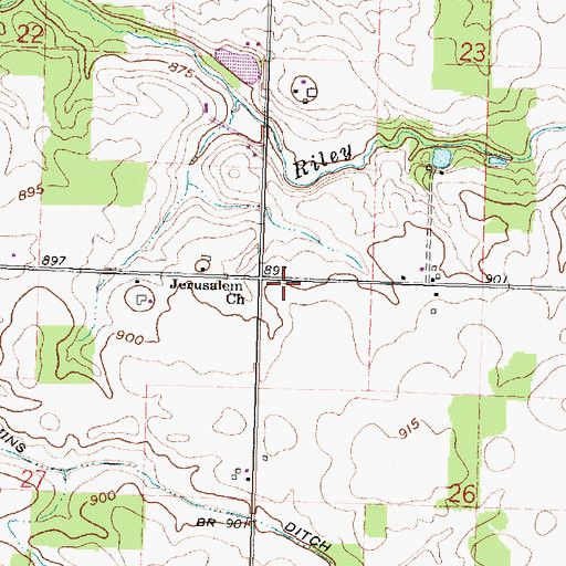 Topographic Map of Jerusalem Church, OH