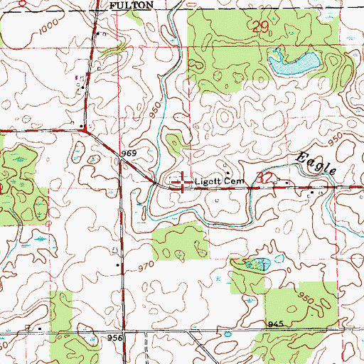 Topographic Map of Ligett Cemetery, OH