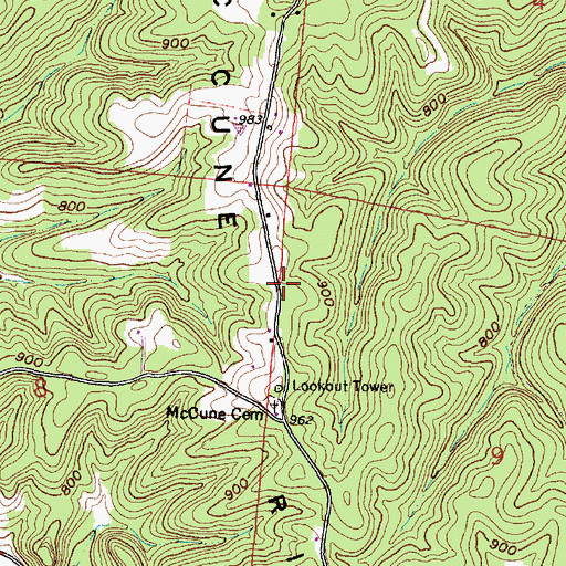 Topographic Map of McCune Ridge, OH
