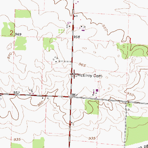 Topographic Map of McElroy Cemetery, OH