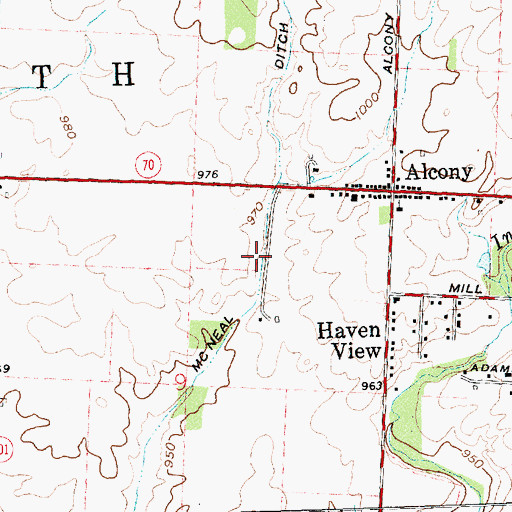 Topographic Map of McNeal Ditch, OH