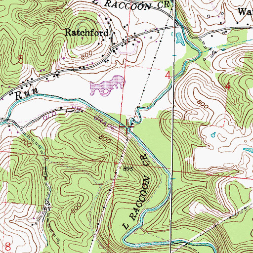 Topographic Map of Meadow Run, OH