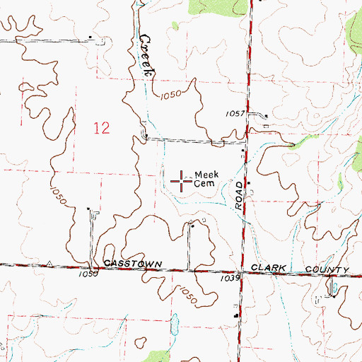 Topographic Map of Meek Cemetery, OH