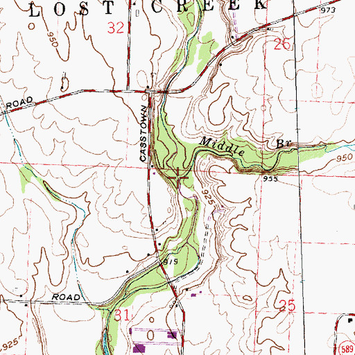 Topographic Map of Middle Branch Lost Creek, OH