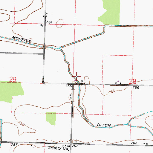 Topographic Map of Moffitt Ditch, OH