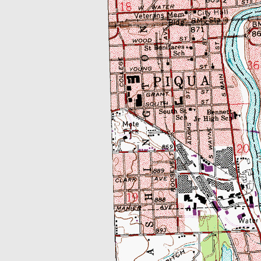 Topographic Map of Mote Park, OH