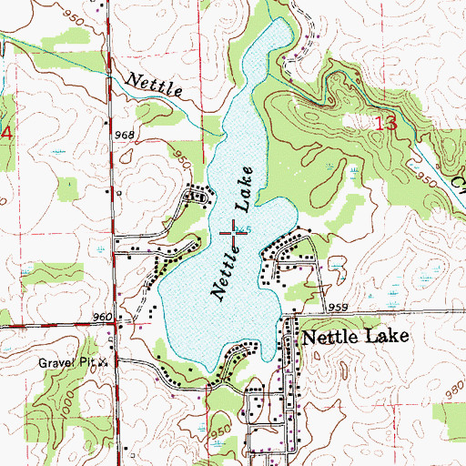 Topographic Map of Nettle Lake, OH
