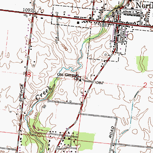 Topographic Map of Old German Church, OH