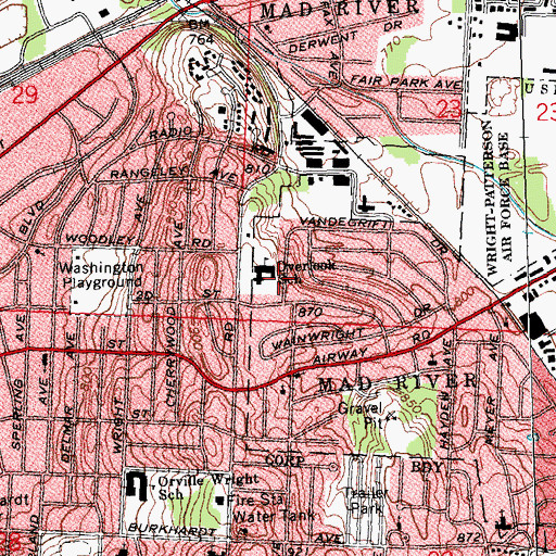 Topographic Map of Overlook School, OH