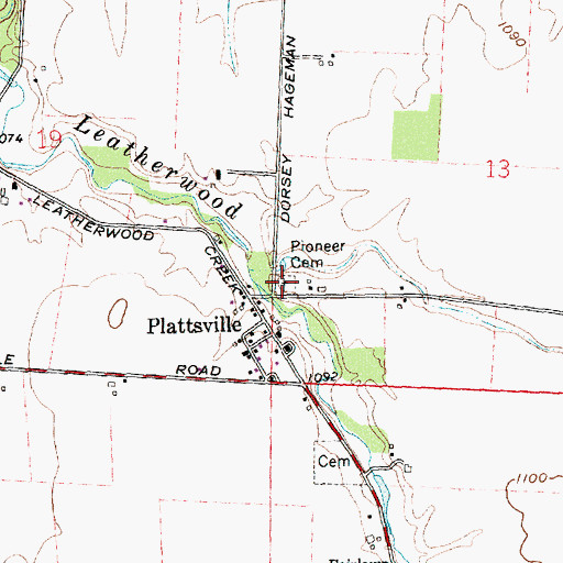 Topographic Map of Pioneer Cemetery, OH