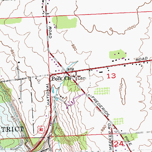 Topographic Map of Polk Church, OH