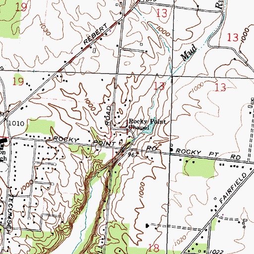 Topographic Map of Rocky Point Chapel, OH