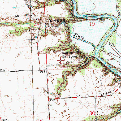 Topographic Map of Rolling Hills Girl Scout Camp, OH