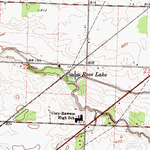 Topographic Map of Ross Lake, OH