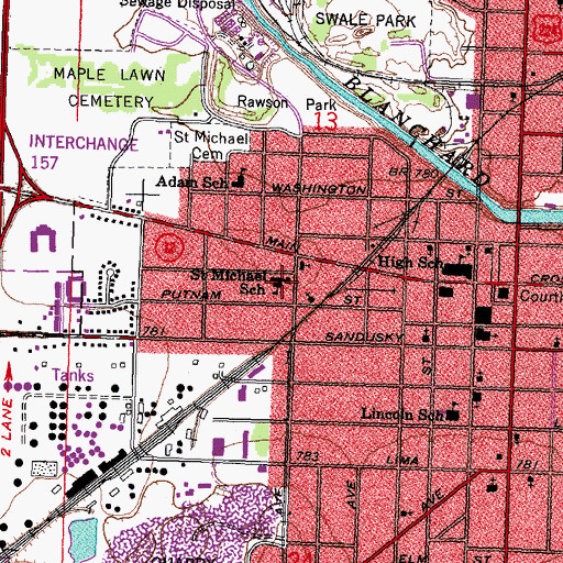 Topographic Map of Saint Michael School, OH