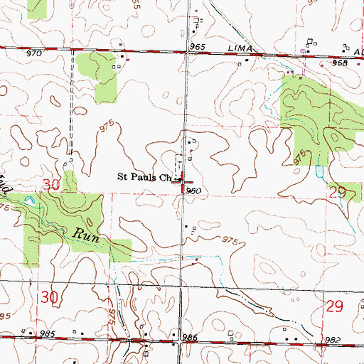 Topographic Map of Saint Pauls Church, OH