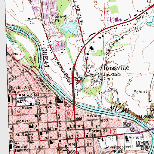 Topographic Map of Shawnee Creek, OH