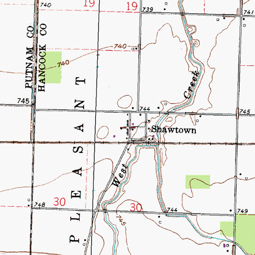 Topographic Map of Shawtown, OH