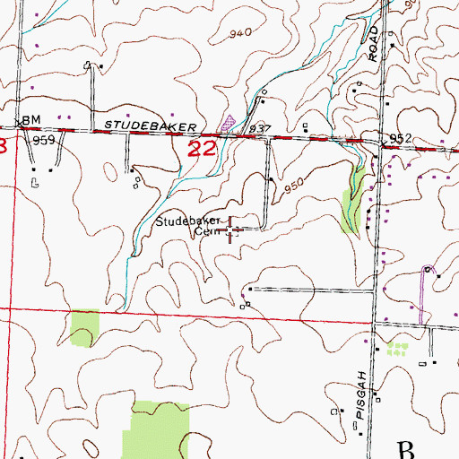 Topographic Map of Studebaker Cemetery, OH