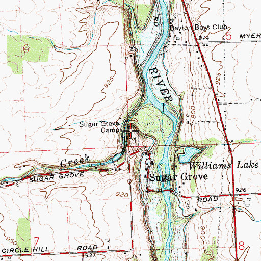 Topographic Map of Sugar Grove Camp, OH