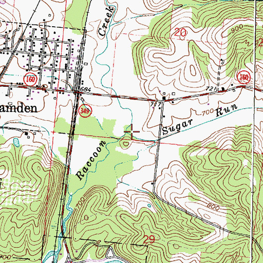Topographic Map of Sugar Run, OH