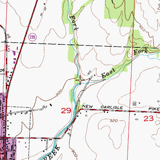 Topographic Map of West Fork Honey Creek, OH