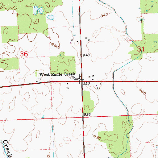 Topographic Map of West Eagle Creek Church, OH