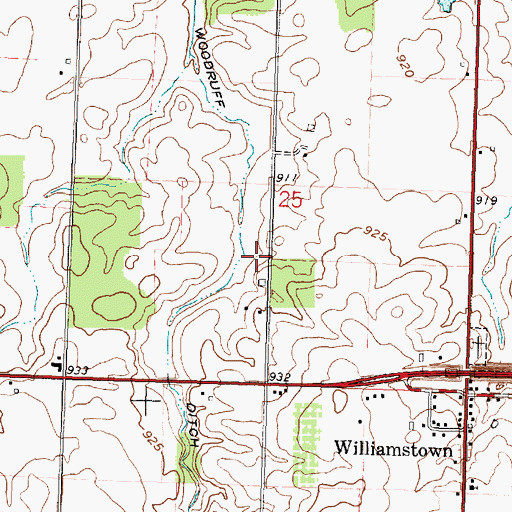 Topographic Map of Woodruff Ditch, OH