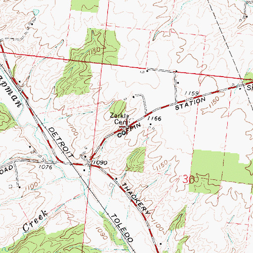 Topographic Map of Zerkle Cemetery, OH
