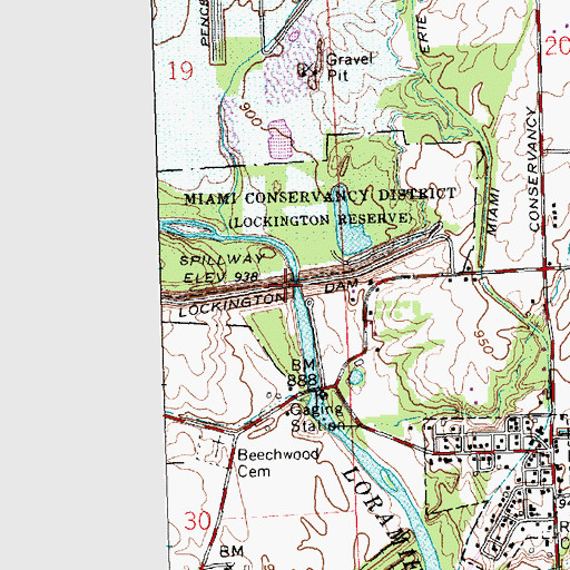 Topographic Map of Lockington Reservoir, OH