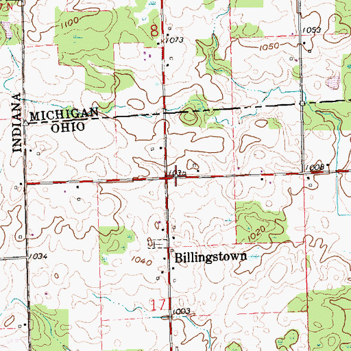 Topographic Map of Billingstown, OH